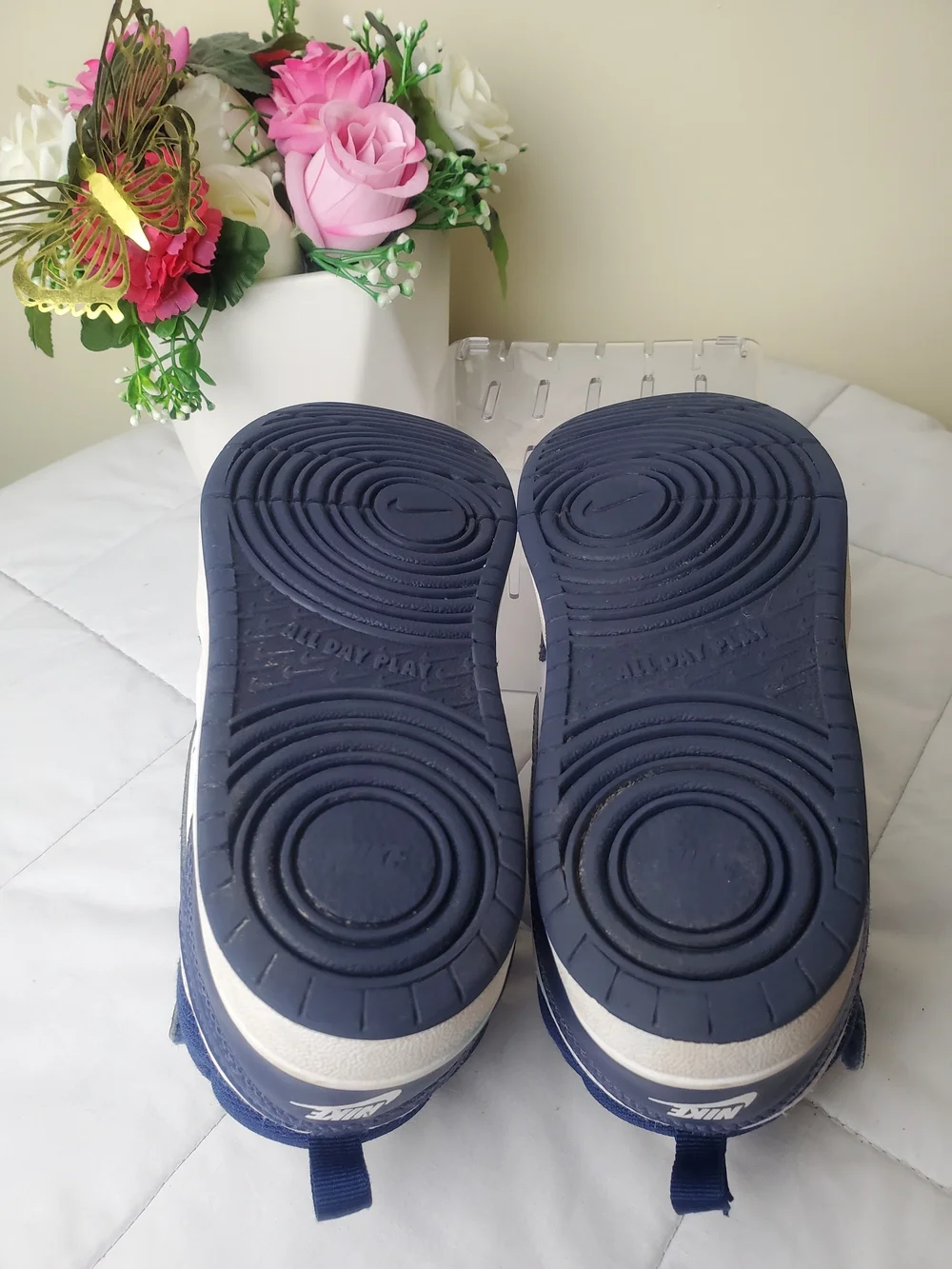 Nike Court Borough Mid 2 White Blue Size 1.5Y